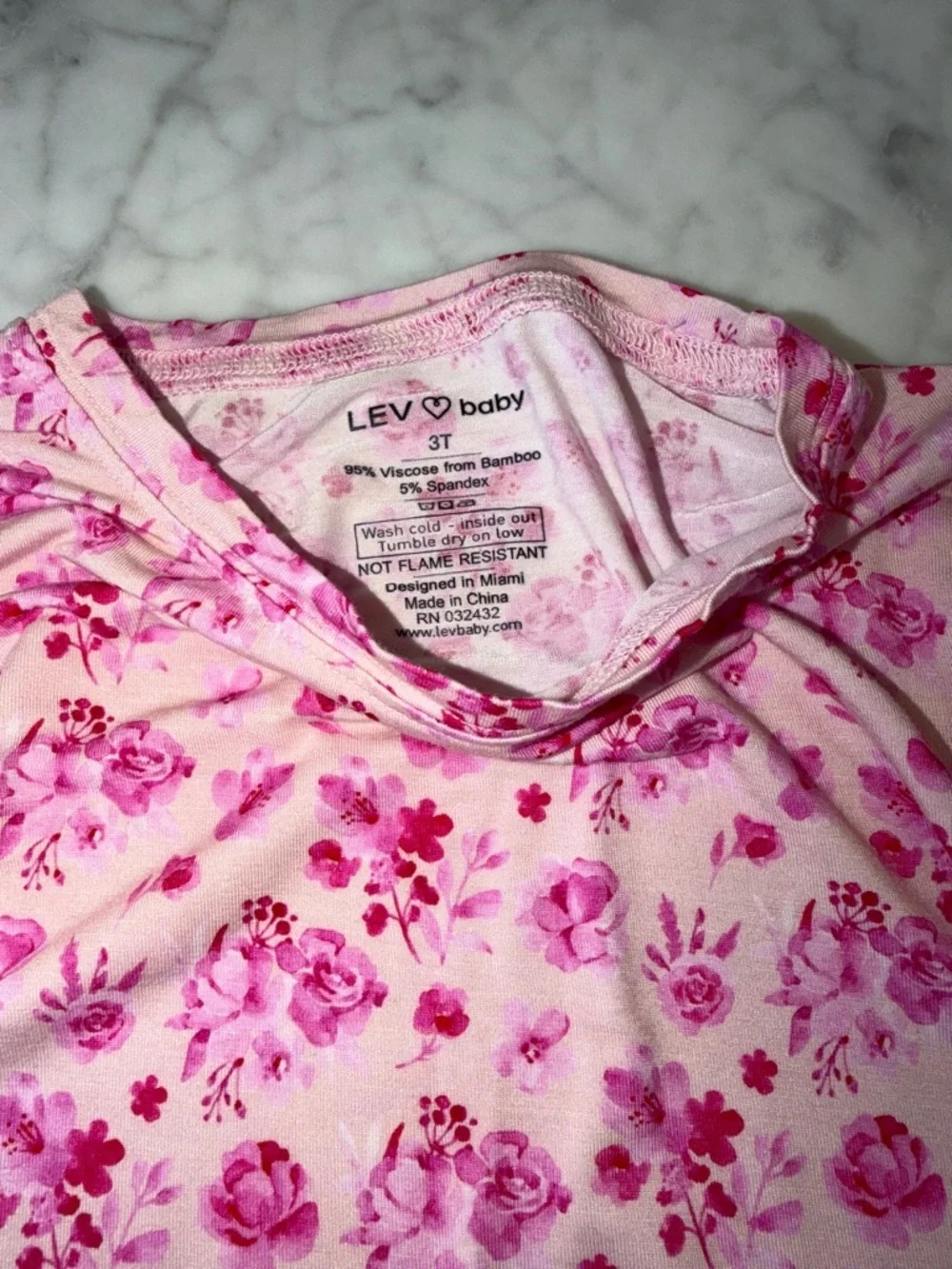 LEV BABY Girls' Pink Floral Long-Sleeve Pajama Set - Pink 3T